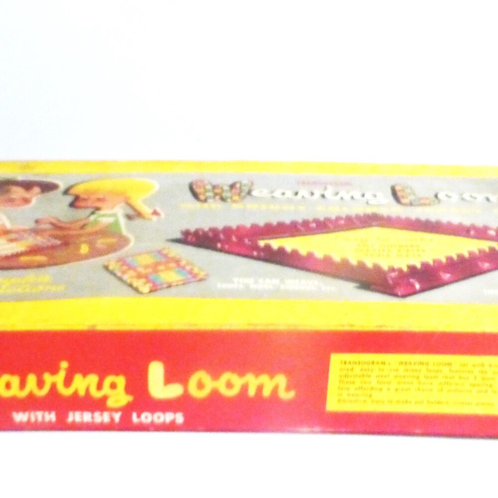 1954 Adjustable WEAVING LOOM Vintage Linen Hand Knitted Pot Holders Table Mats - Picture 12 of 13